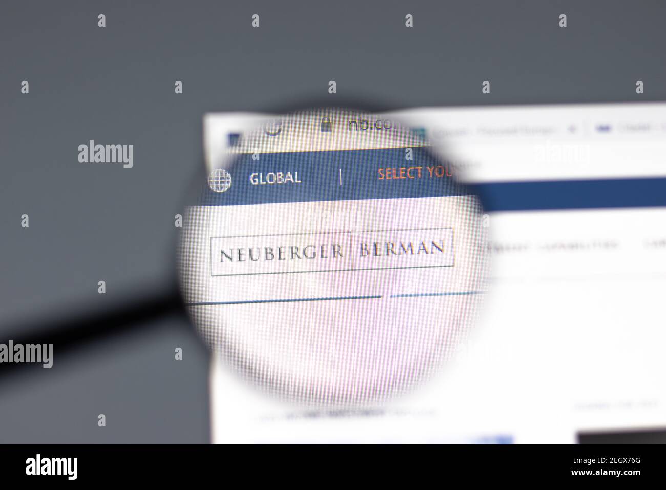 New York, Etats-Unis - 15 février 2021 : site Web de Neuberger Berman dans un navigateur avec logo de la société, Editorial Banque D'Images
