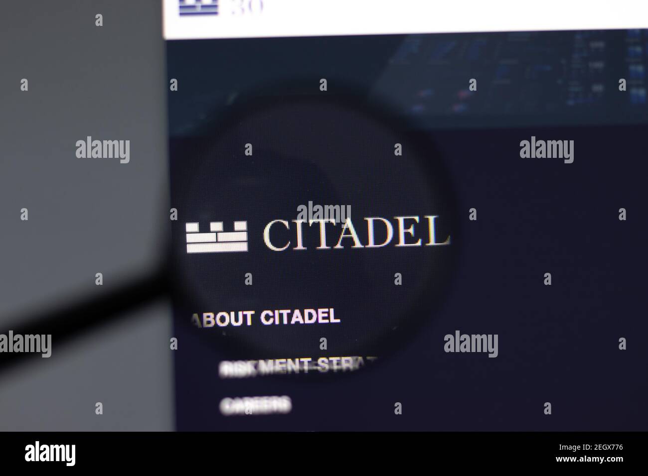 New York, Etats-Unis - 15 février 2021 : site Internet de Citadel LLC dans un navigateur avec logo de la société, Editorial Banque D'Images