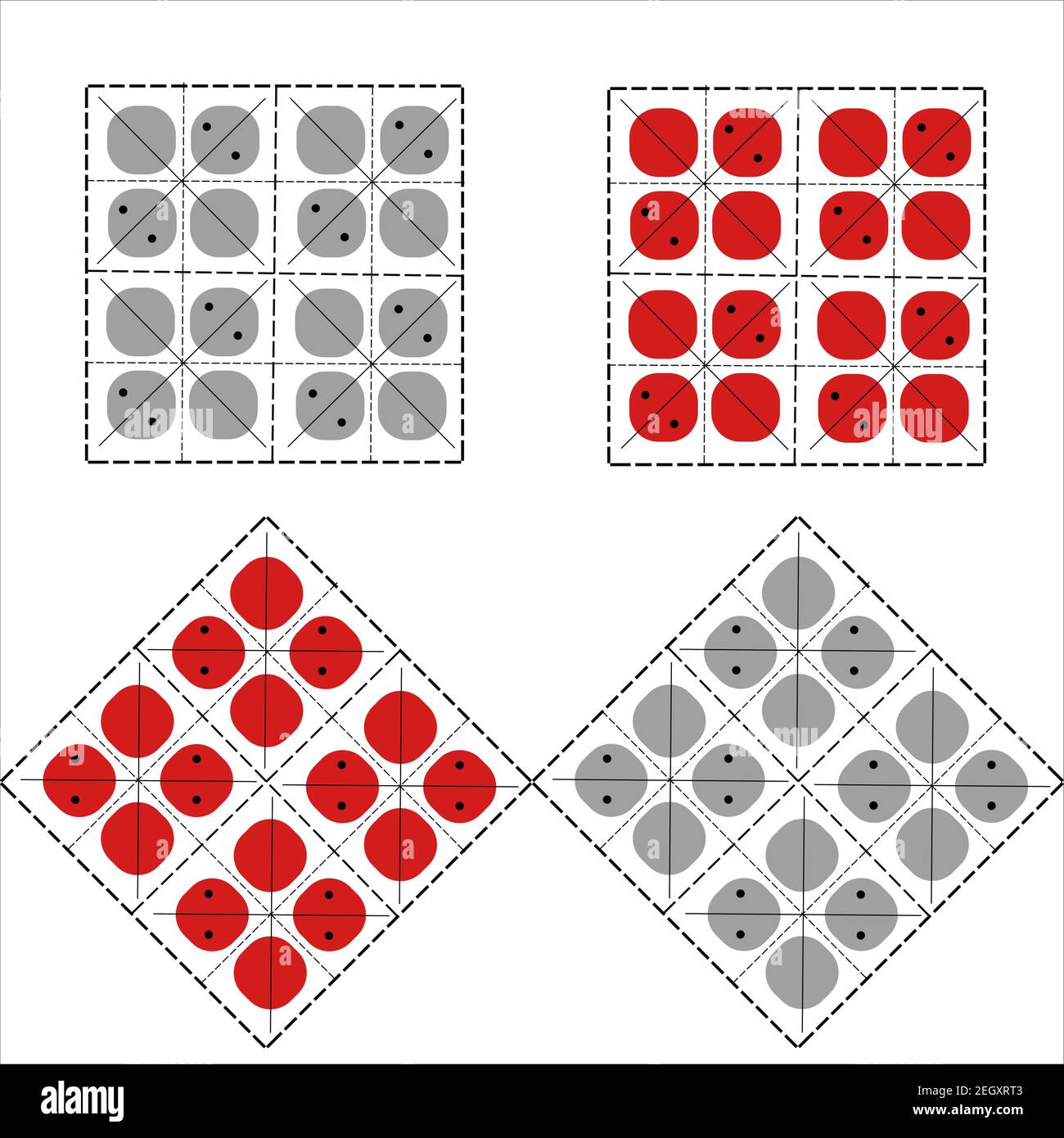 Éléments carrés pour les vêtements folkloriques roumains et moldaves. Motifs orientaux traditionnels avec broderie rouge. Illustration de Vecteur