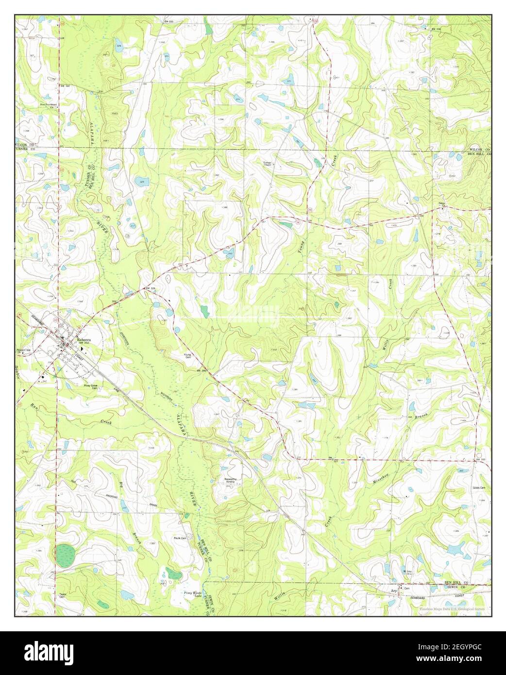 Rebecca, Géorgie, carte 1974, 1:24000, États-Unis d'Amérique par Timeless Maps, données U.S. Geological Survey Banque D'Images