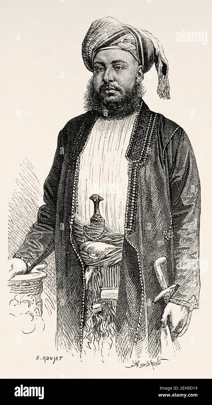 Portrait de Sayyid Barghash bin Said Al-Busad (1837 -1888) deuxième ...