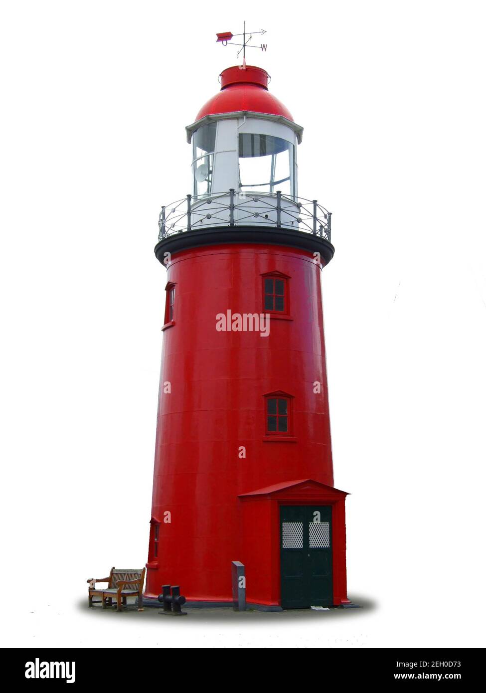 Petit phare rouge isolé Banque D'Images