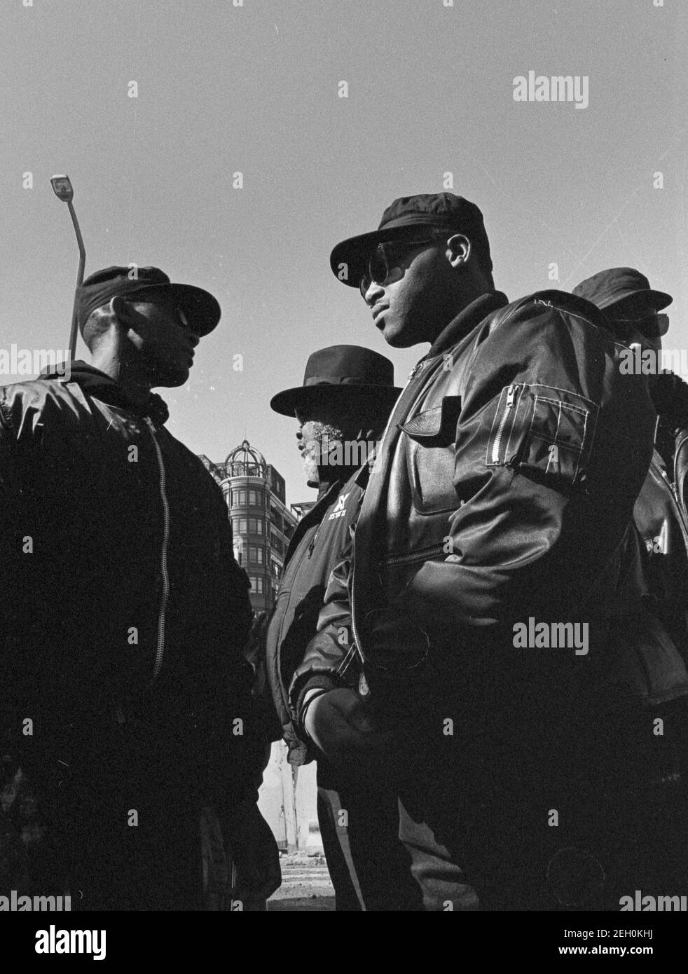 Bernie Grant et les mineurs participent à une marche anti-racisme TUC dans l'est de Londres, 1991 Banque D'Images