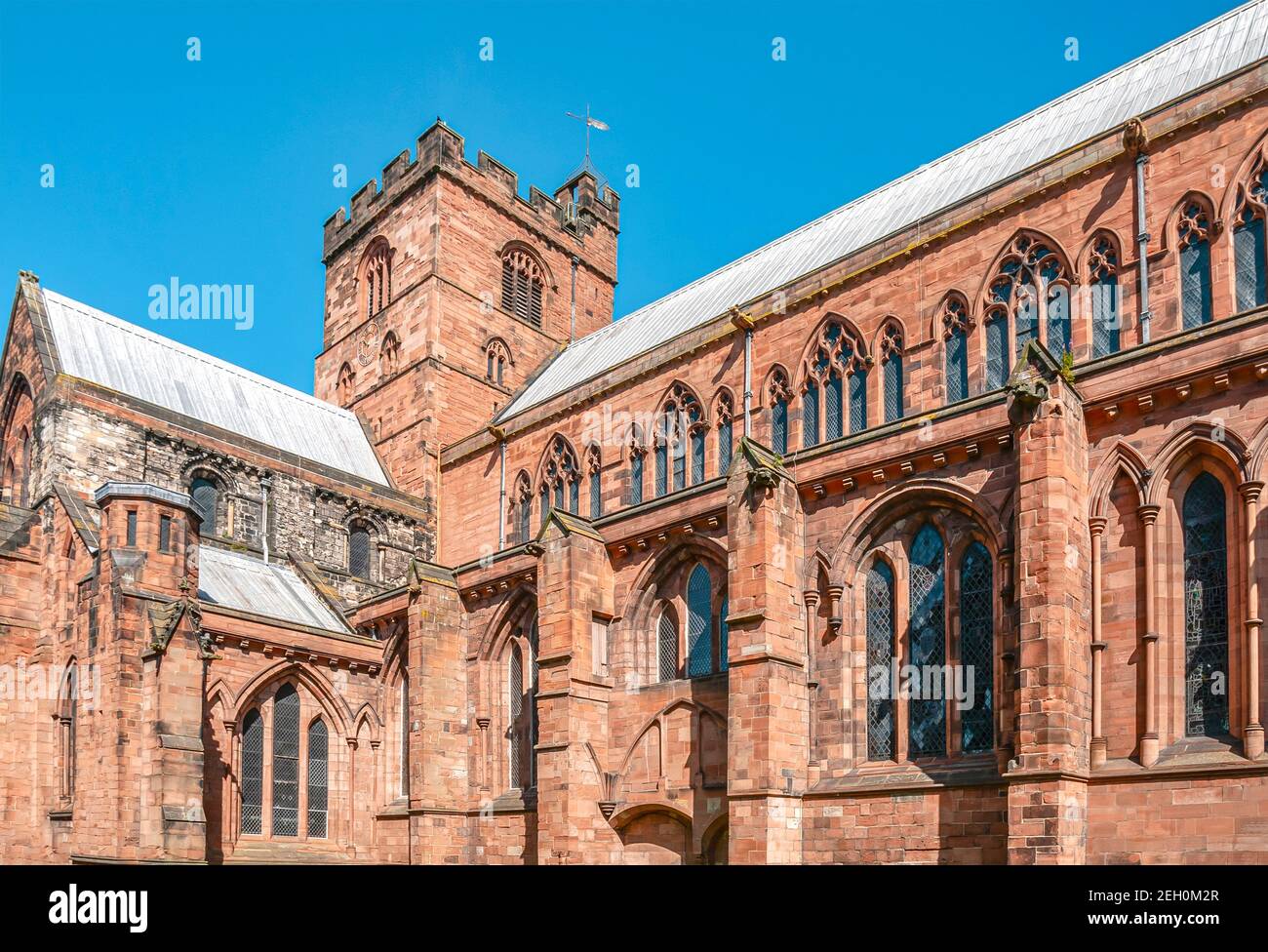 Façade de la cathédrale de Carlisle, Cumbria, Angleterre, Royaume-Uni Banque D'Images