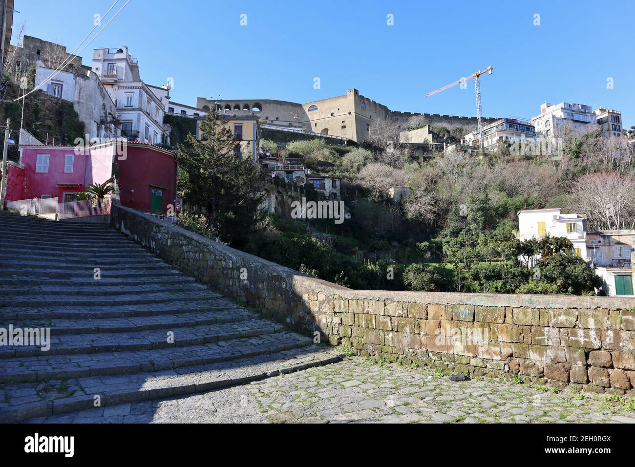 Naples - Castel Sant'Elmo dalla Scalinata Pedamentina Banque D'Images