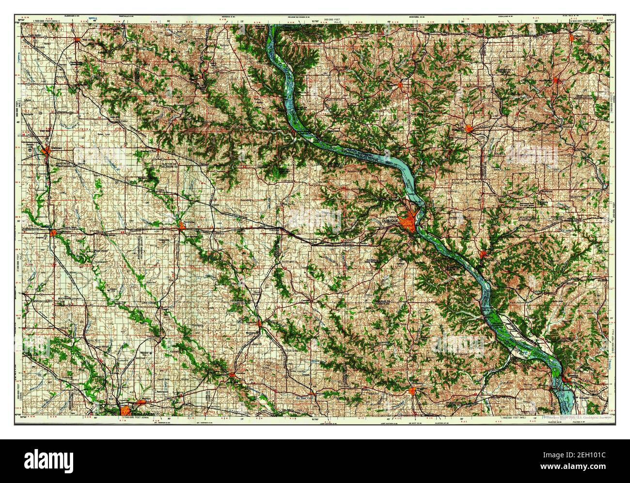 Dubuque, Iowa, carte 1962, 1:250000, États-Unis d'Amérique par Timeless Maps, données U.S. Geological Survey Banque D'Images