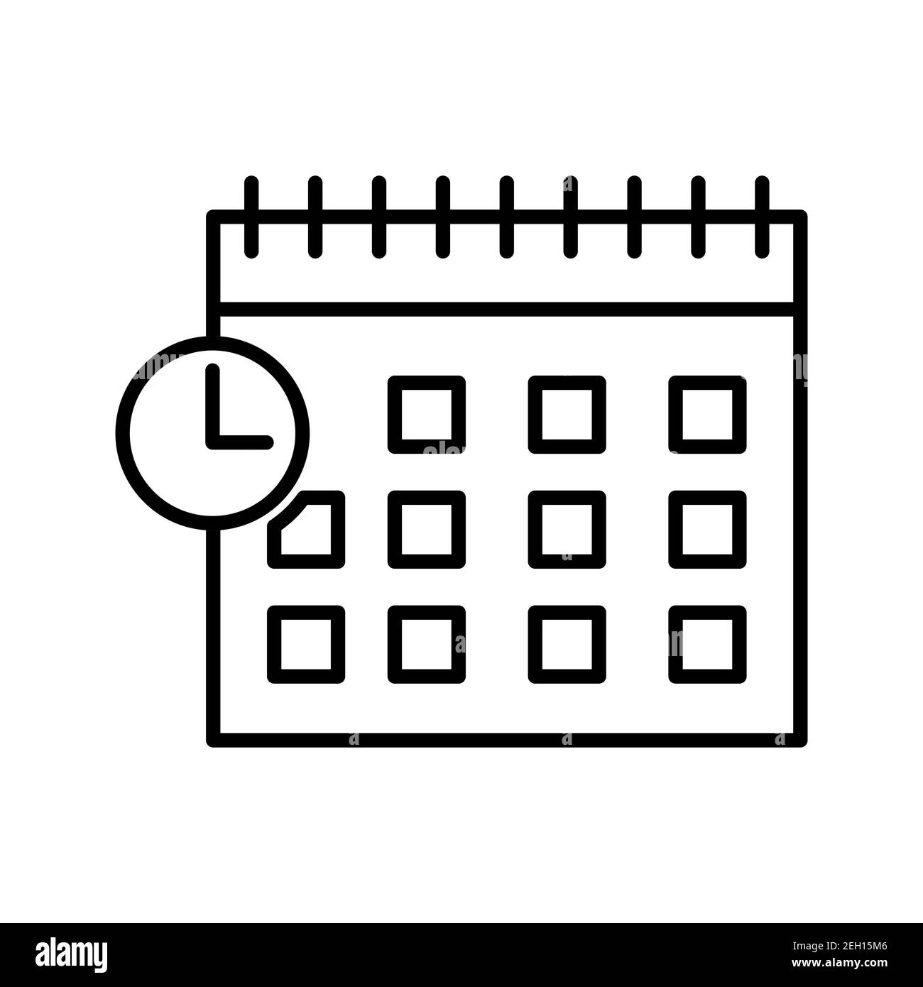 Illustration de l'icône de vecteur de ligne de calendrier d'horaires isolée en blanc arrière-plan Banque D'Images