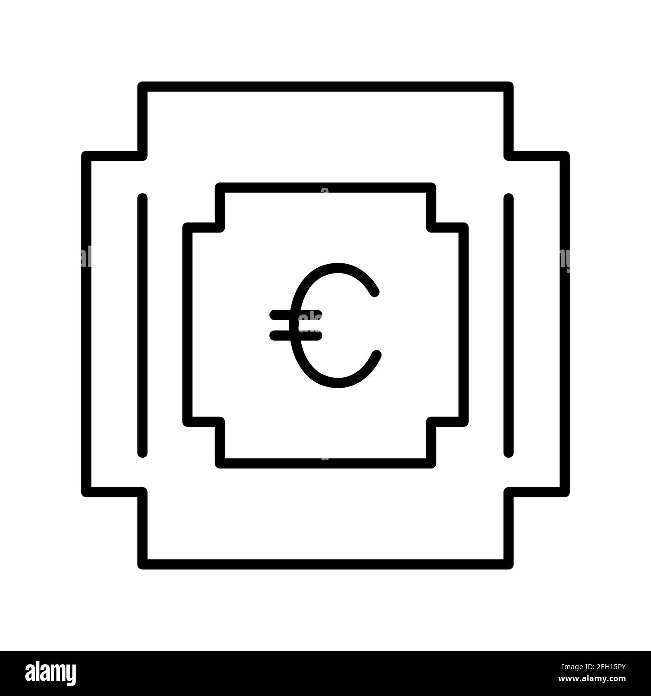 Illustration de l'icône de vecteur de ligne de symbole Euro isolée sur blanc arrière-plan Banque D'Images