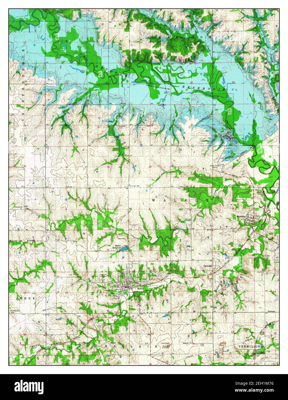 Mystic, Iowa, carte 1966, 1:24000, États-Unis d'Amérique par Timeless Maps, données U.S. Geological Survey Banque D'Images