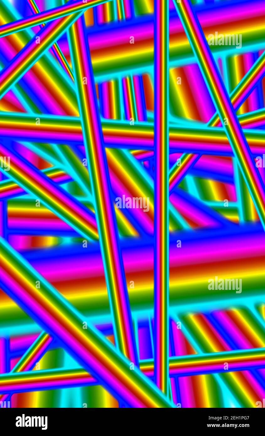 Image verticale de lignes d'intersection aléatoires multicolores pour un arrière-plan abstrait Banque D'Images