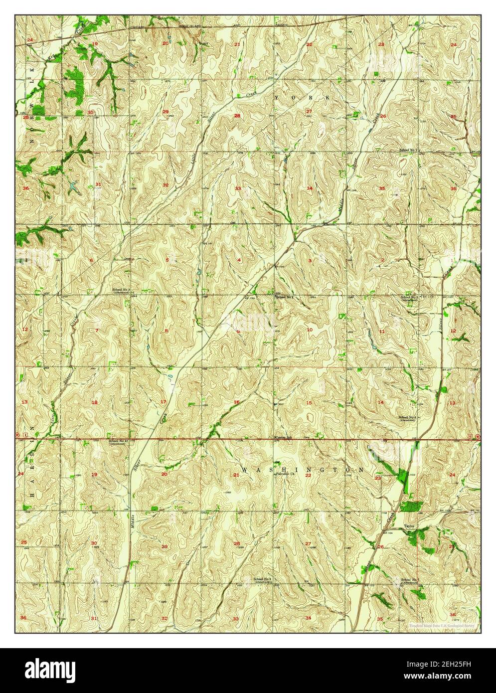 Taylor, Iowa, carte 1957, 1:24000, États-Unis d'Amérique par Timeless Maps, données U.S. Geological Survey Banque D'Images