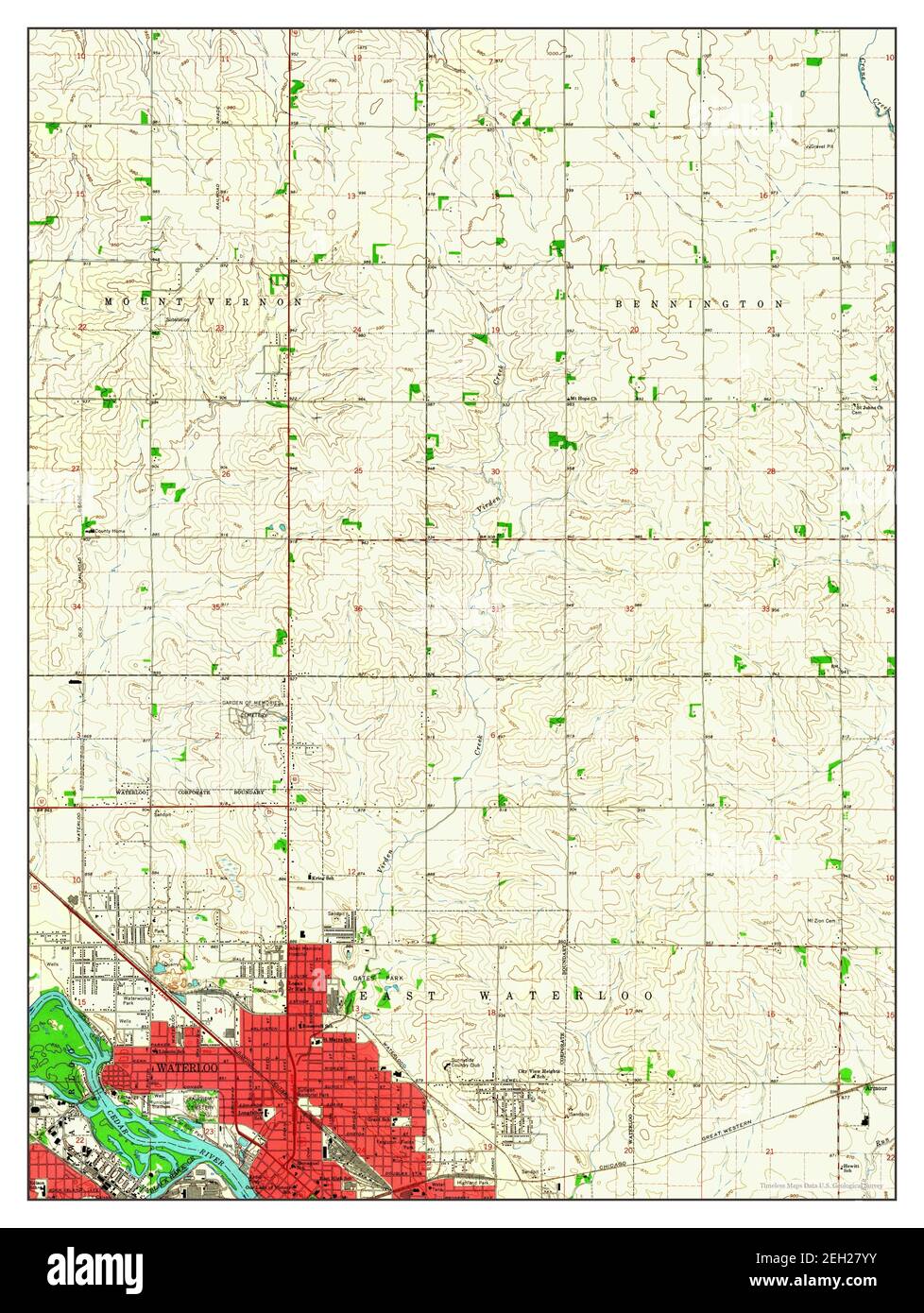 Waterloo North, Iowa, carte 1963, 1:24000, États-Unis d'Amérique par Timeless Maps, données U.S. Geological Survey Banque D'Images