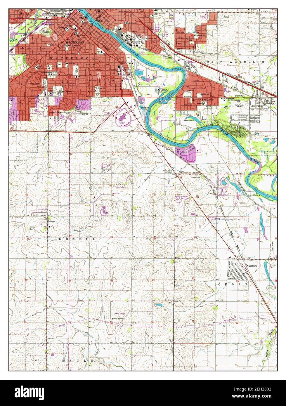 Waterloo South, Iowa, carte 1963, 1:24000, États-Unis d'Amérique par Timeless Maps, données U.S. Geological Survey Banque D'Images