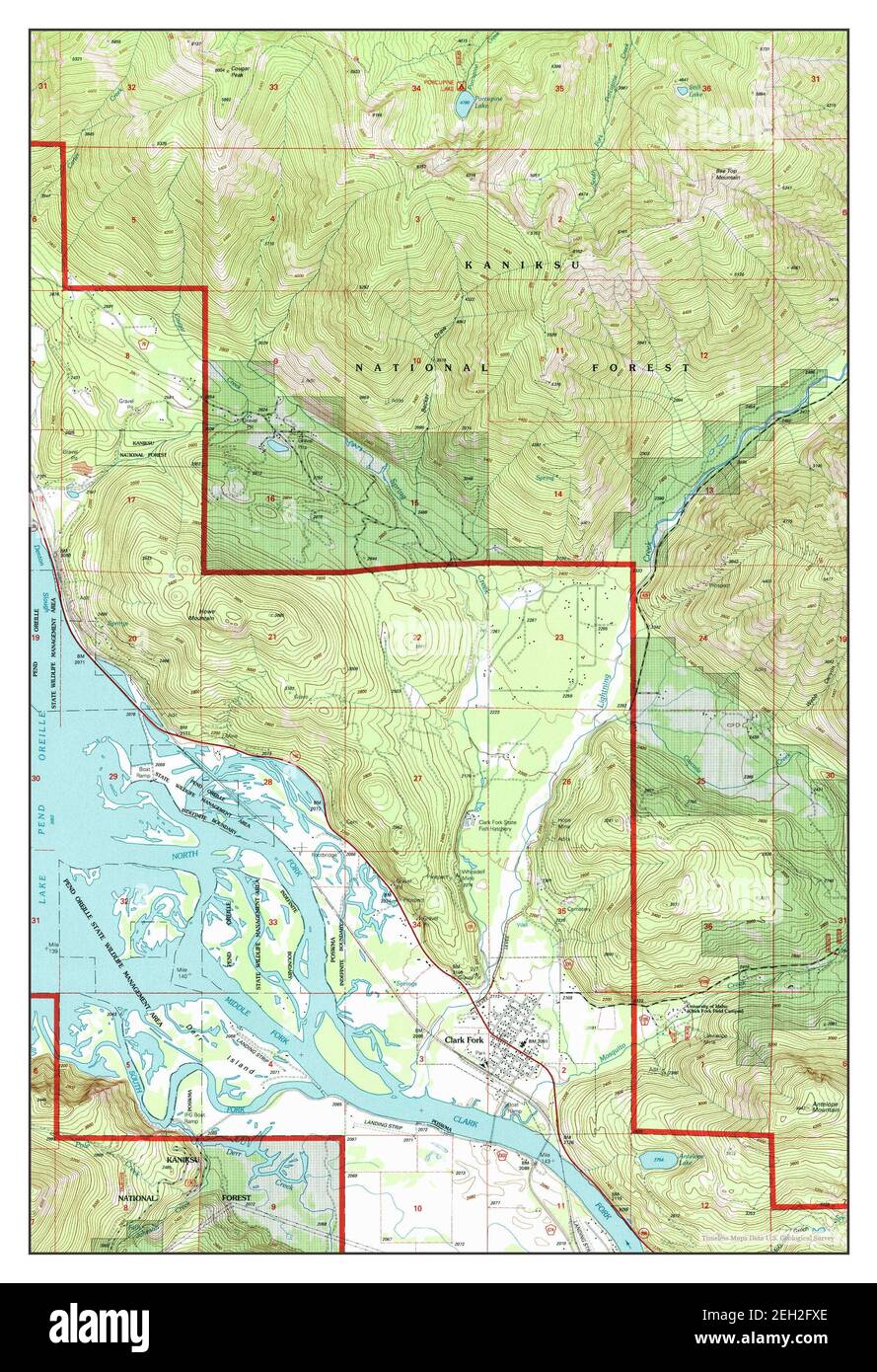 Clark Fork, Idaho, carte 1996, 1:24000, États-Unis d'Amérique par Timeless Maps, données U.S. Geological Survey Banque D'Images