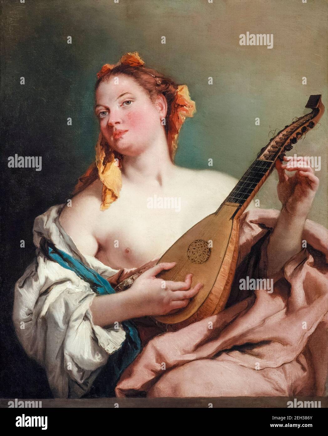Giovanni Battista Tiepolo, femme avec un mandoline, peinture, 1755-1760 Banque D'Images