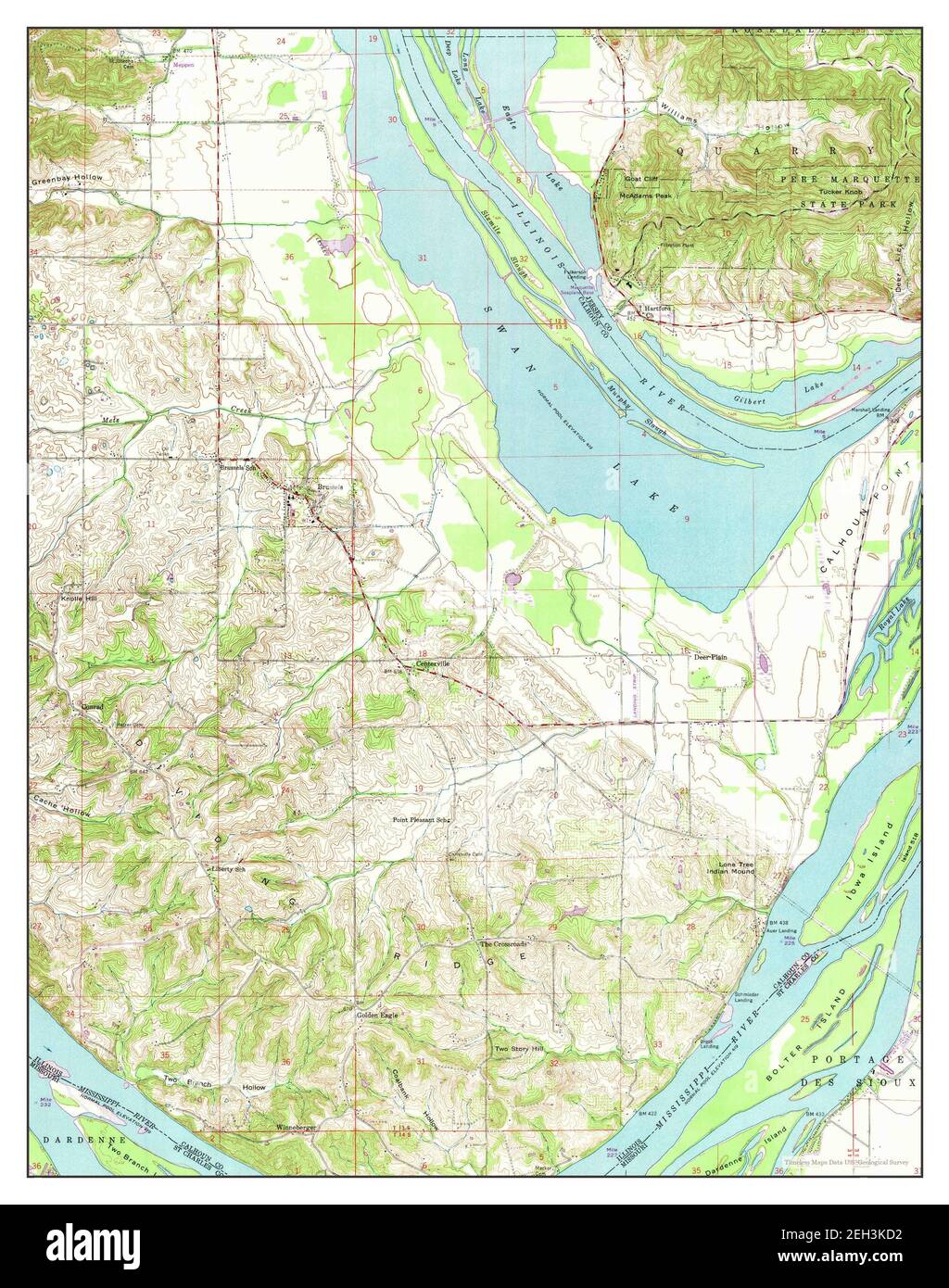 Bruxelles, Illinois, carte 1954, 1:24000, États-Unis d'Amérique par Timeless Maps, données U.S. Geological Survey Banque D'Images