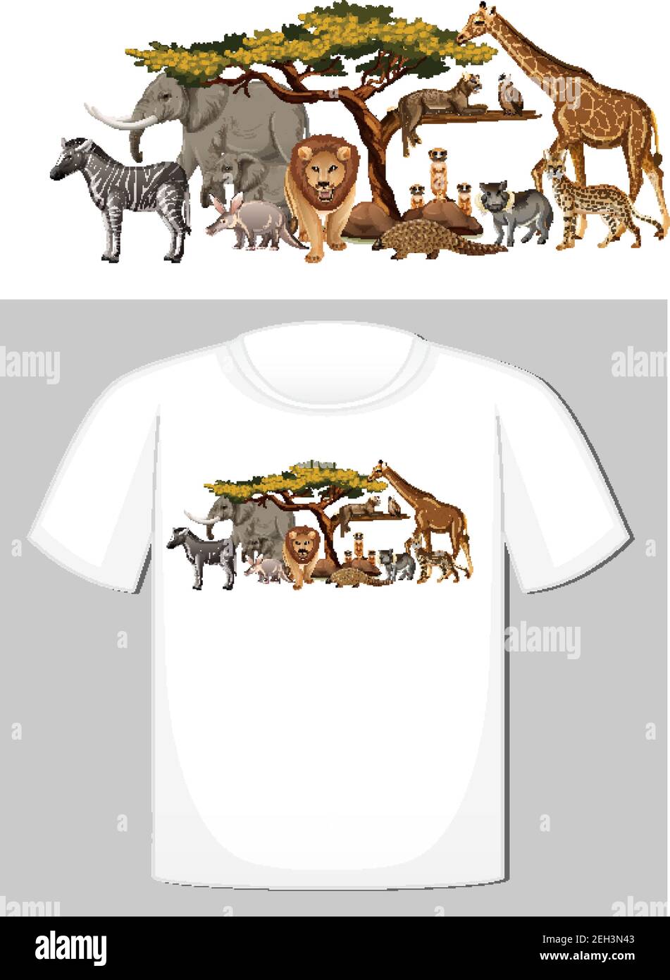 Groupe d'animaux sauvages pour l'illustration du t-shirt Illustration de Vecteur