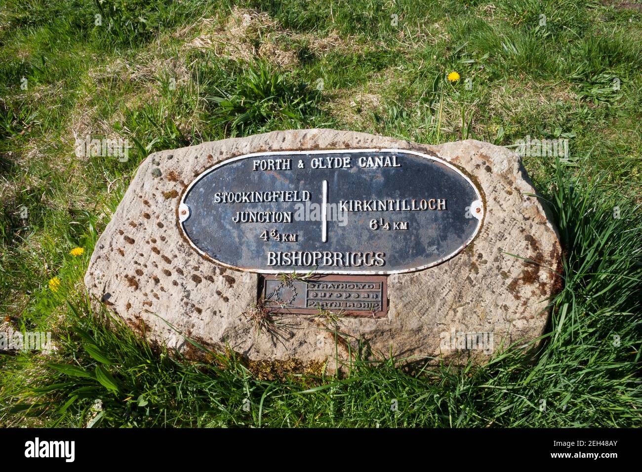 Panneau sur le Forth et Clyde Canal à Bishopbriggs Banque D'Images