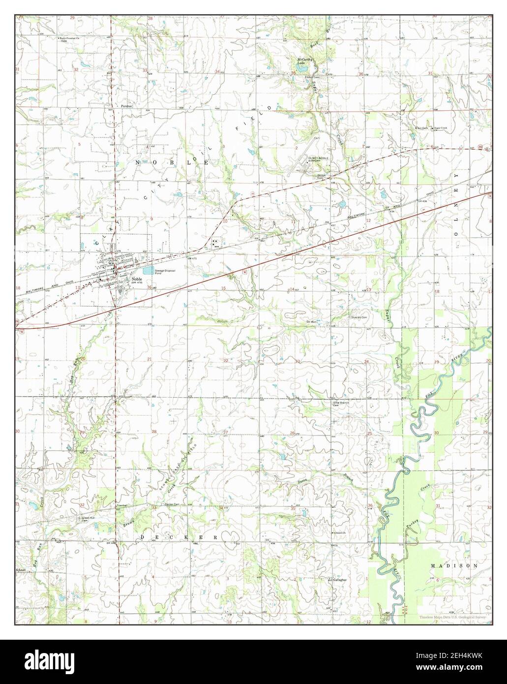 Noble, Illinois, carte 1971, 1:24000, États-Unis d'Amérique par Timeless Maps, données U.S. Geological Survey Banque D'Images