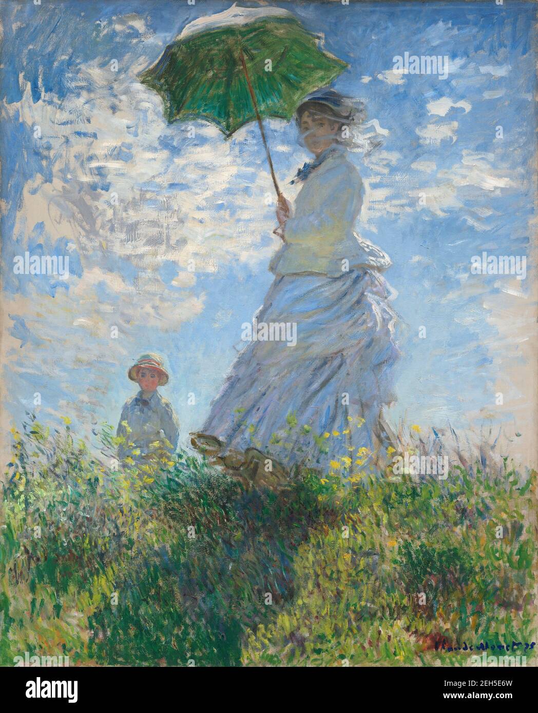 Femme avec un parasol - Madame Monet et son fils, 1875. Banque D'Images