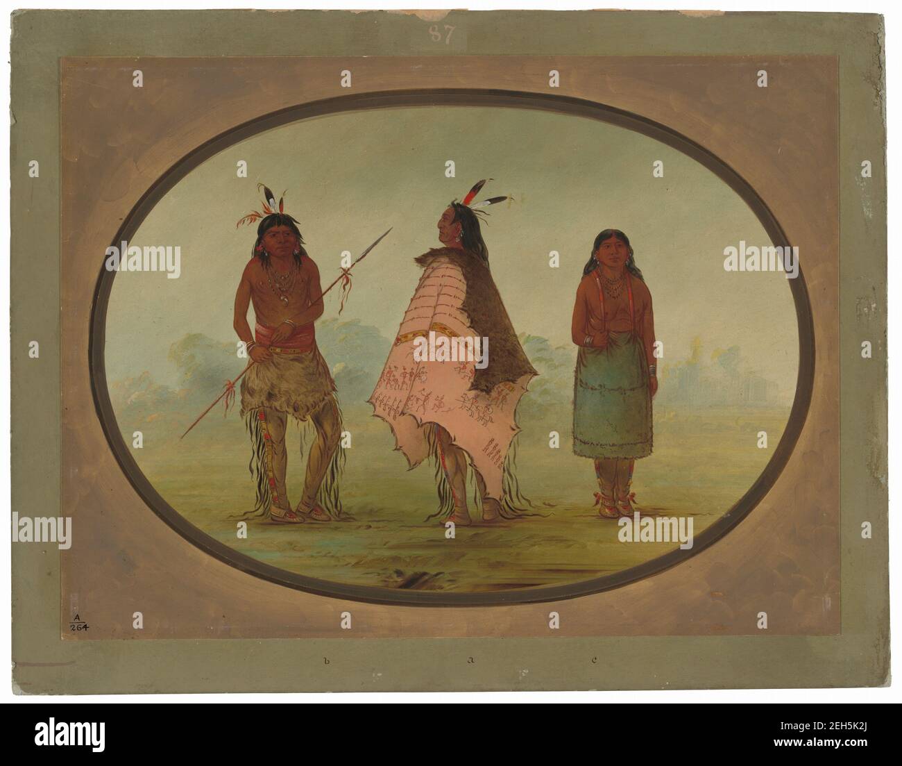 Deux Apachee Warriors et une femme, 1855/1869. Banque D'Images