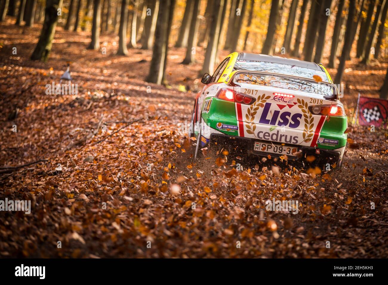 28 ERDI Tibor jun. (HUN), KOVACS Szabolcs (HUN), équipe Erdi KFT, Mitsubishi lancer Evo X, action lors du Rallye 2020 Hongrie, 4ème tour du Championnat européen de Rallye 2020 de la FIA, du 6 au 8 novembre 2020 à Nyíregyháza, Hongrie - photo Bastien Roux / DPPI Banque D'Images