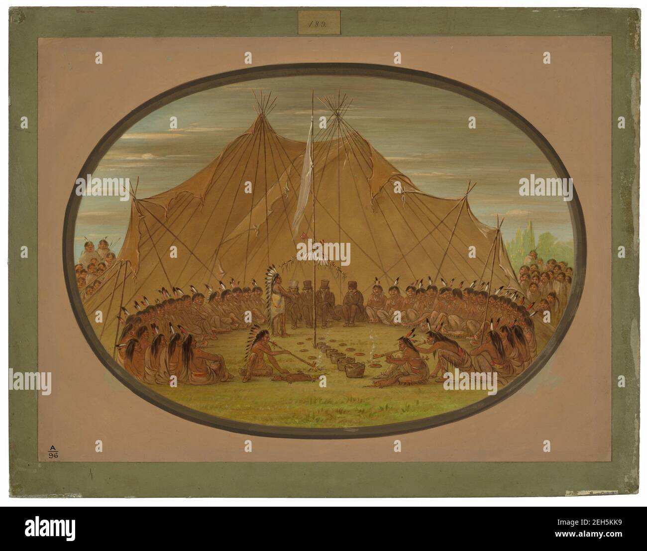 Fête des chiens - Sioux, 1861/1869. Fête donnée par les chefs Sioux en respect et en honneur de leurs invités Banque D'Images