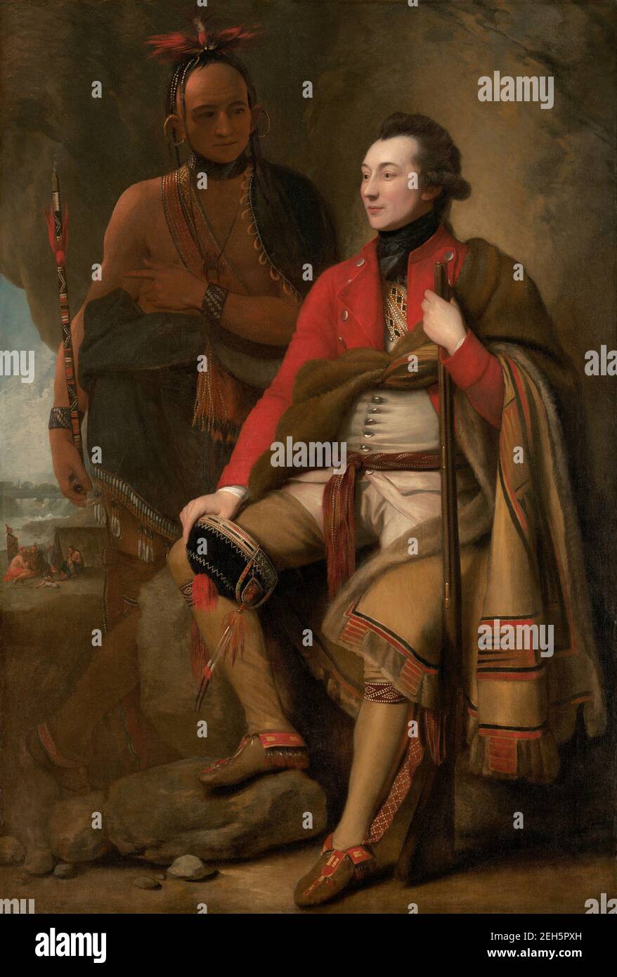 Colonel Guy Johnson et Karonghyontye (capitaine David Hill), 1776. Banque D'Images