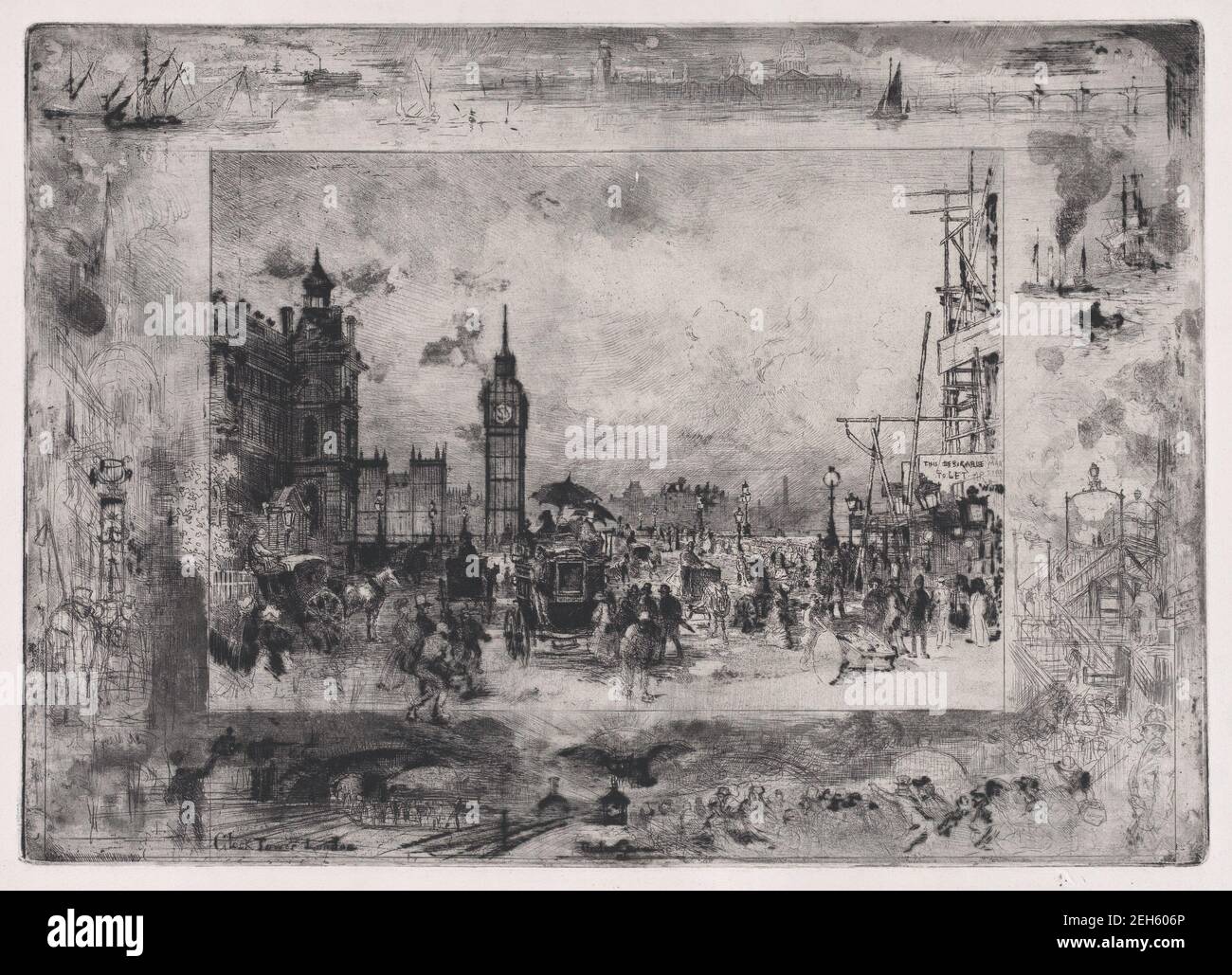 Westminster Bridge ou Westminster Clock Tower, 1860-98. Banque D'Images