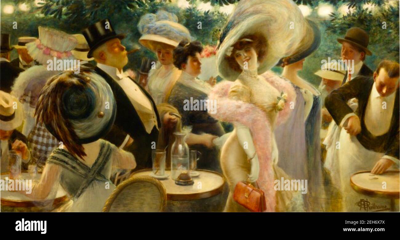 Affiche Albert Guillaume intitulée café de Paris. Banque D'Images