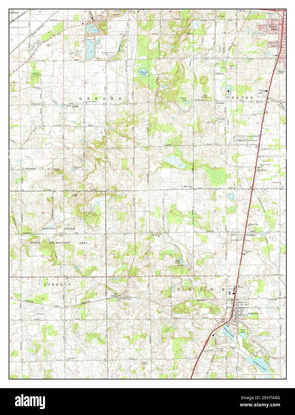 Lakeville, Indiana, carte 1974, 1:24000, États-Unis d'Amérique par Timeless Maps, données U.S. Geological Survey Banque D'Images