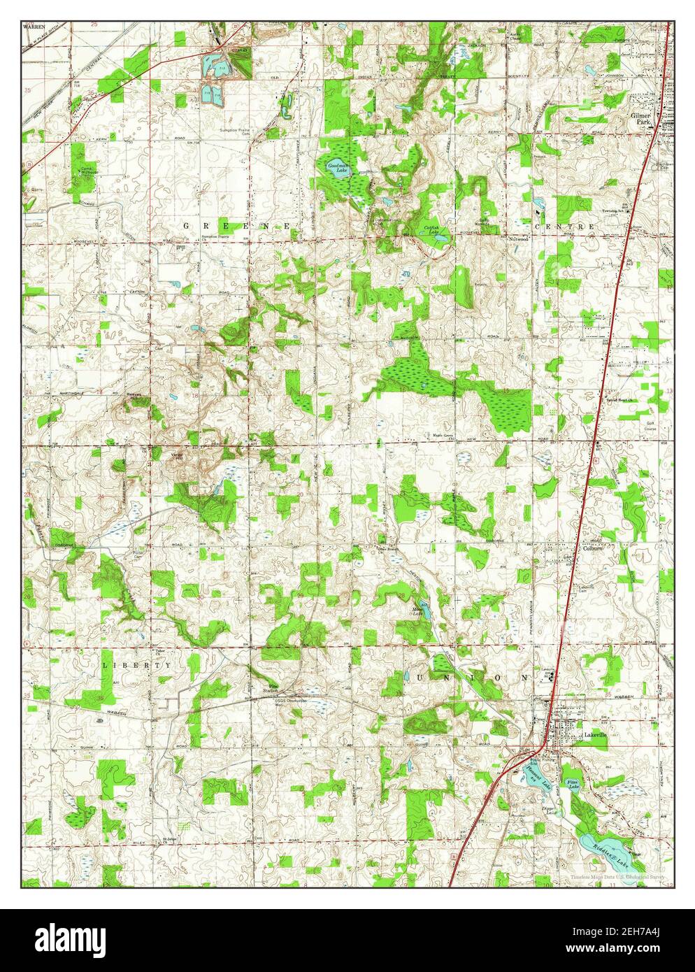 Lakeville, Indiana, carte 1958, 1:24000, États-Unis d'Amérique par Timeless Maps, données U.S. Geological Survey Banque D'Images