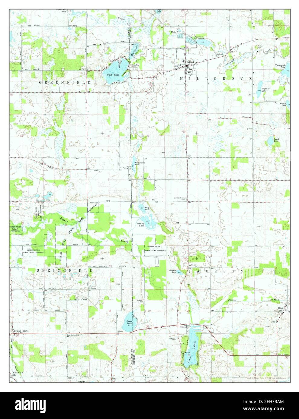 Orland, Indiana, carte 1960, 1:24000, États-Unis d'Amérique par Timeless Maps, données U.S. Geological Survey Banque D'Images