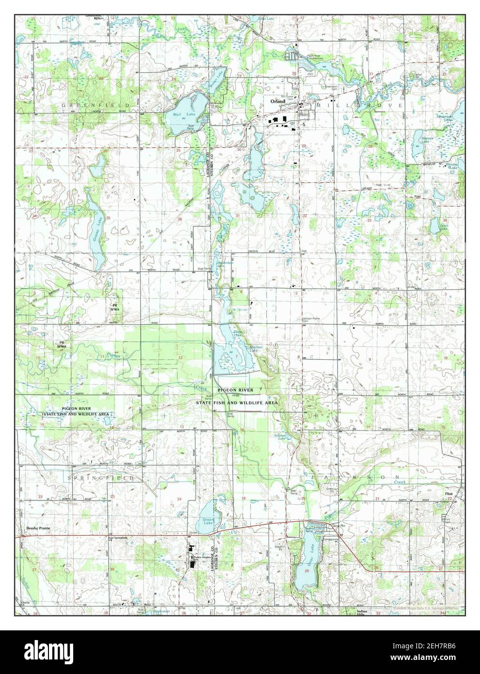 Orland, Indiana, carte 1992, 1:24000, États-Unis d'Amérique par Timeless Maps, données U.S. Geological Survey Banque D'Images