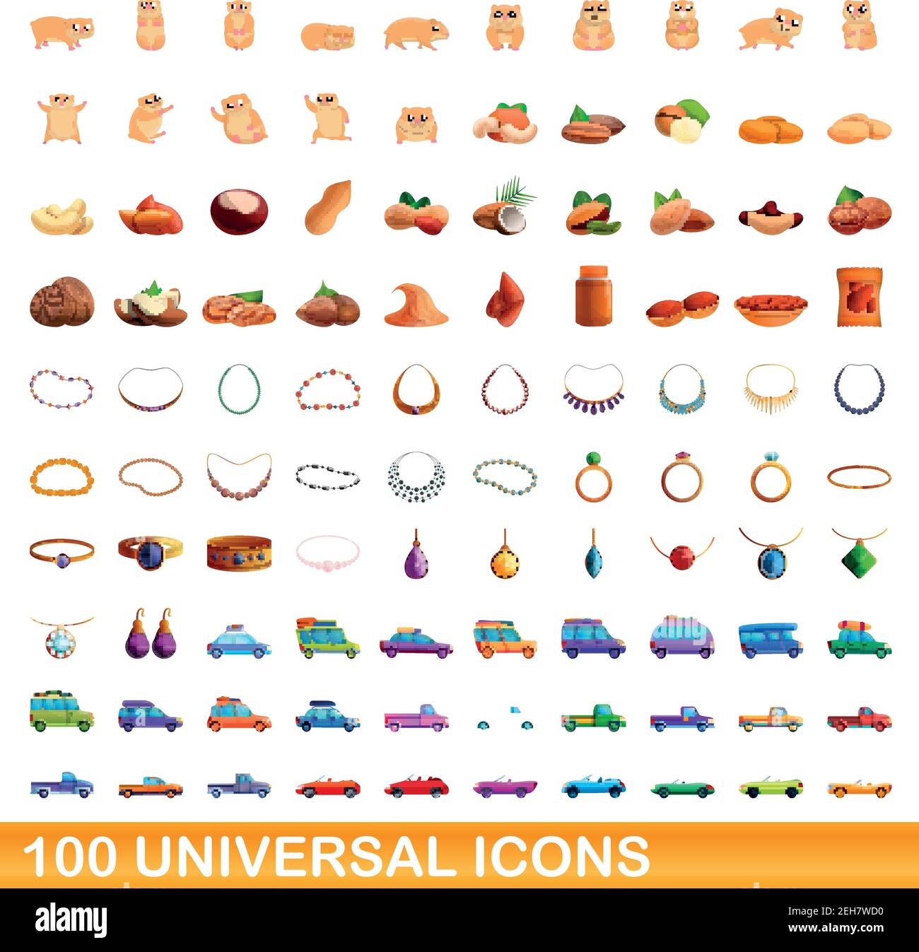 100 icônes universelles set. Cartoon illustration de 100 icônes universelles vector set isolé sur fond blanc Illustration de Vecteur