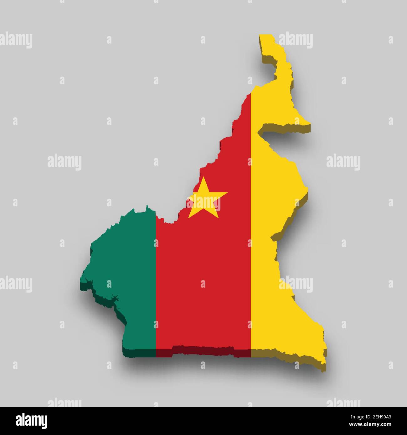carte isométrique 3d du Cameroun avec drapeau national. Illustration vectorielle. Illustration de Vecteur