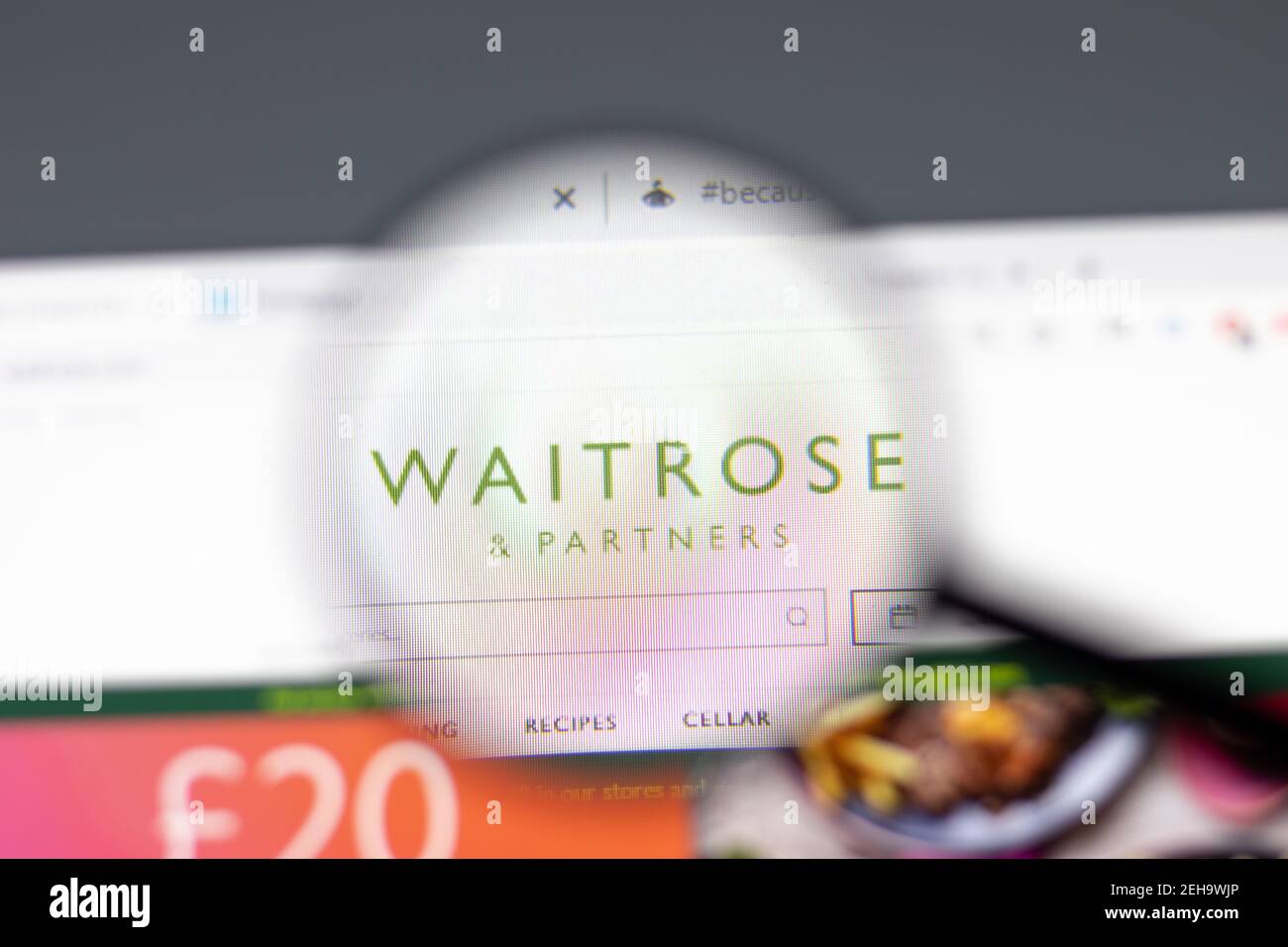 New York, Etats-Unis - 15 février 2021 : site Web de Waitrose Limited dans un navigateur avec logo de la société, Ilusttive Editorial Banque D'Images