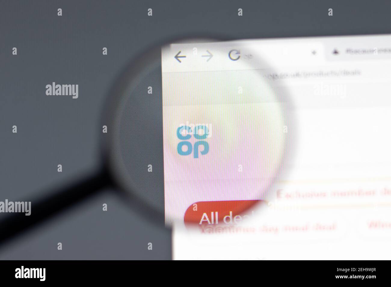 New York, Etats-Unis - 15 février 2021 : site Internet de Co-op Food dans un navigateur avec logo de la société, Editorial Banque D'Images