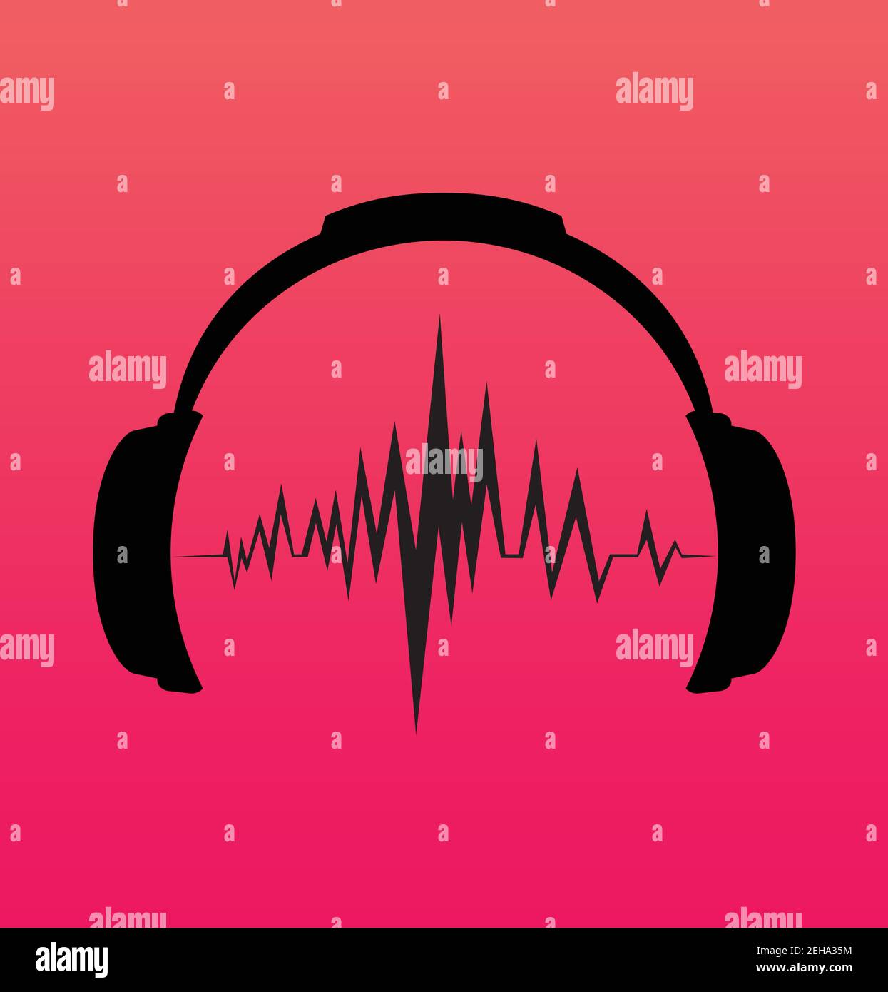 Icône casque avec son Wave Beats icône casque avec son Battements de vague Illustration de Vecteur