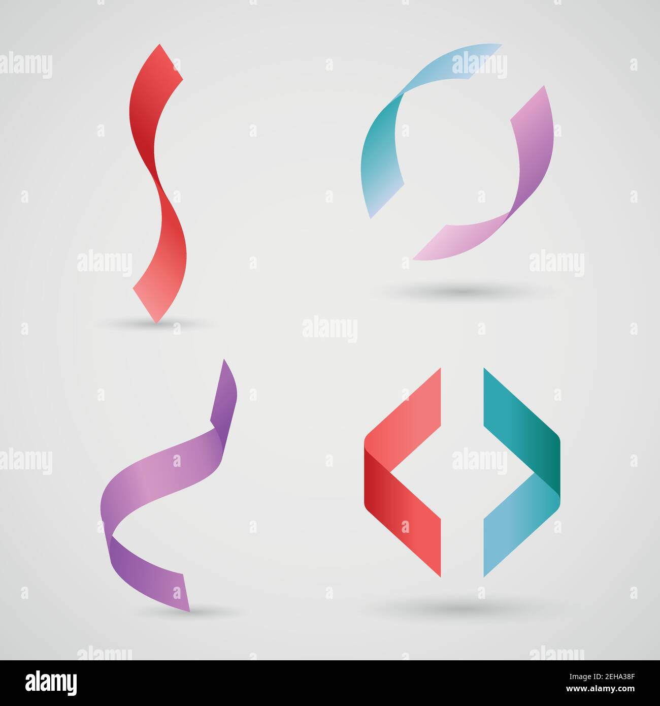 Rubans avec ombres vectorielles réalistes Illustration de Vecteur