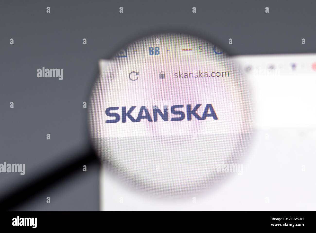 New York, Etats-Unis - 15 février 2021 : site Web de Skanska AB dans un navigateur avec logo de la société, Editorial Banque D'Images