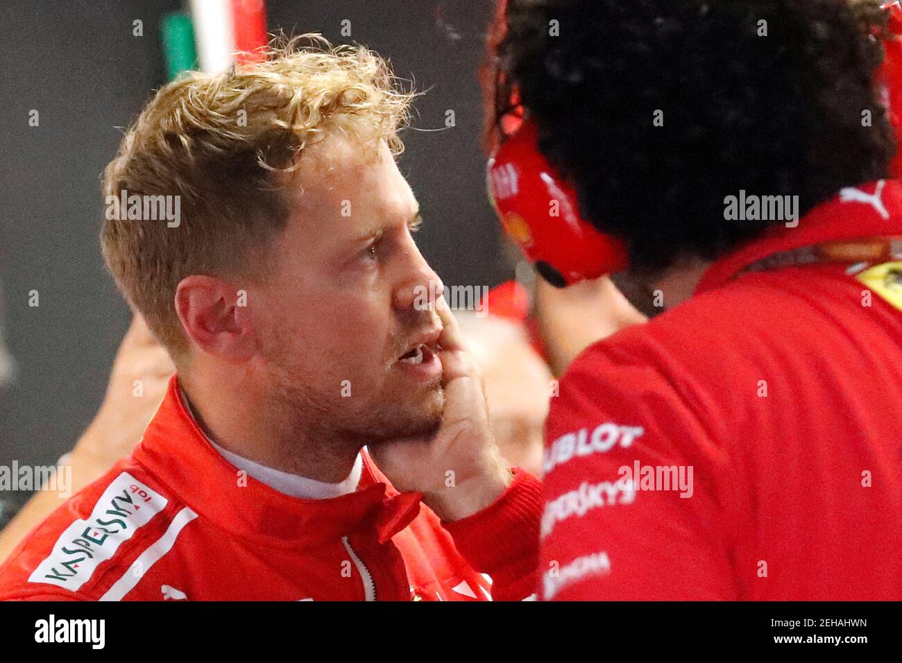 Formule 1 - Grand Prix japonais - circuit de Suzuka, Suzuka, Japon - 5 octobre 2018 Sebastian Vettel de Ferrari après la pratique REUTERS/Toru Hanai Banque D'Images
