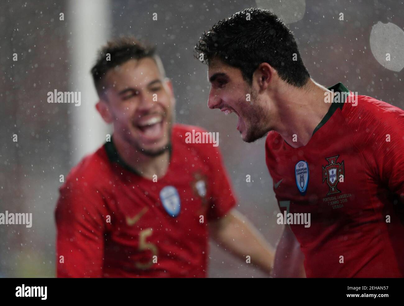 Football football - International friendly - Portugal vs Algérie - Estadio da Luz, Lisbonne, Portugal - 7 juin 2018 le Portugal Goncalo Guedes célèbre son troisième but REUTERS/Rafael Marchante Banque D'Images