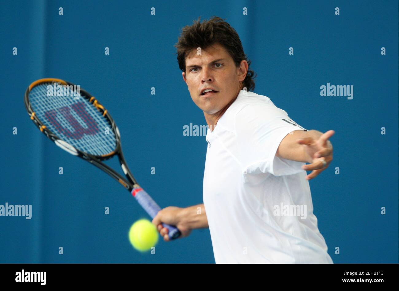 Tennis - Tournoi International de tennis de Brisbane - Brisbane - 4/1/09  Taylor Dent des Etats-Unis en action crédit obligatoire : Images d'action /  Jason O'Brien Photo Stock - Alamy