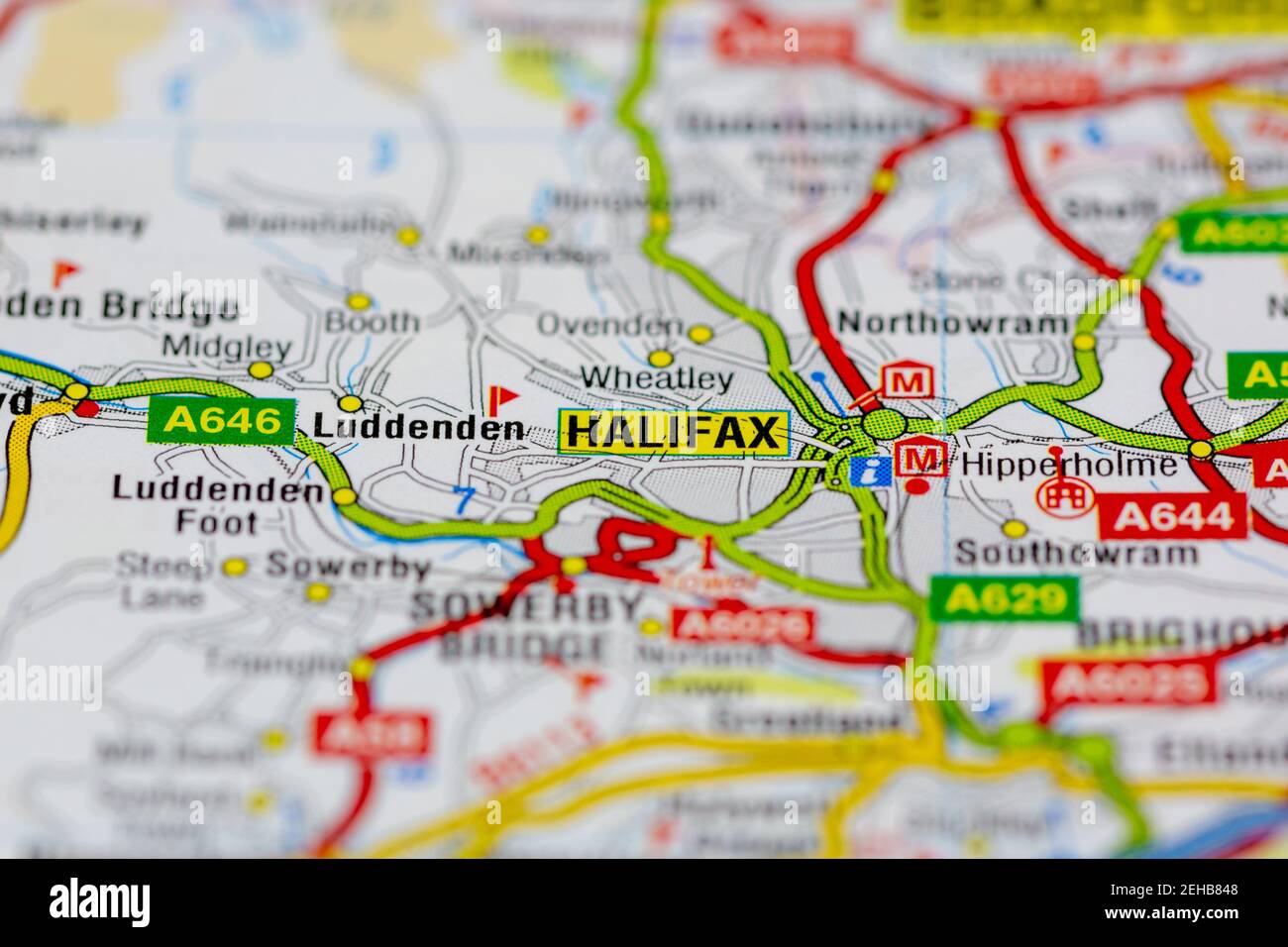 Halifax et ses environs sont indiqués sur une carte routière ou Carte géographique Banque D'Images