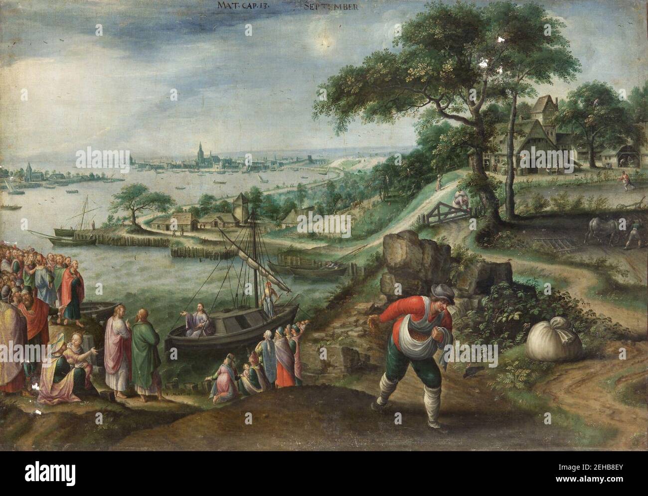 Marten van Valckenborch - parabole de la sower (septembre). Banque D'Images