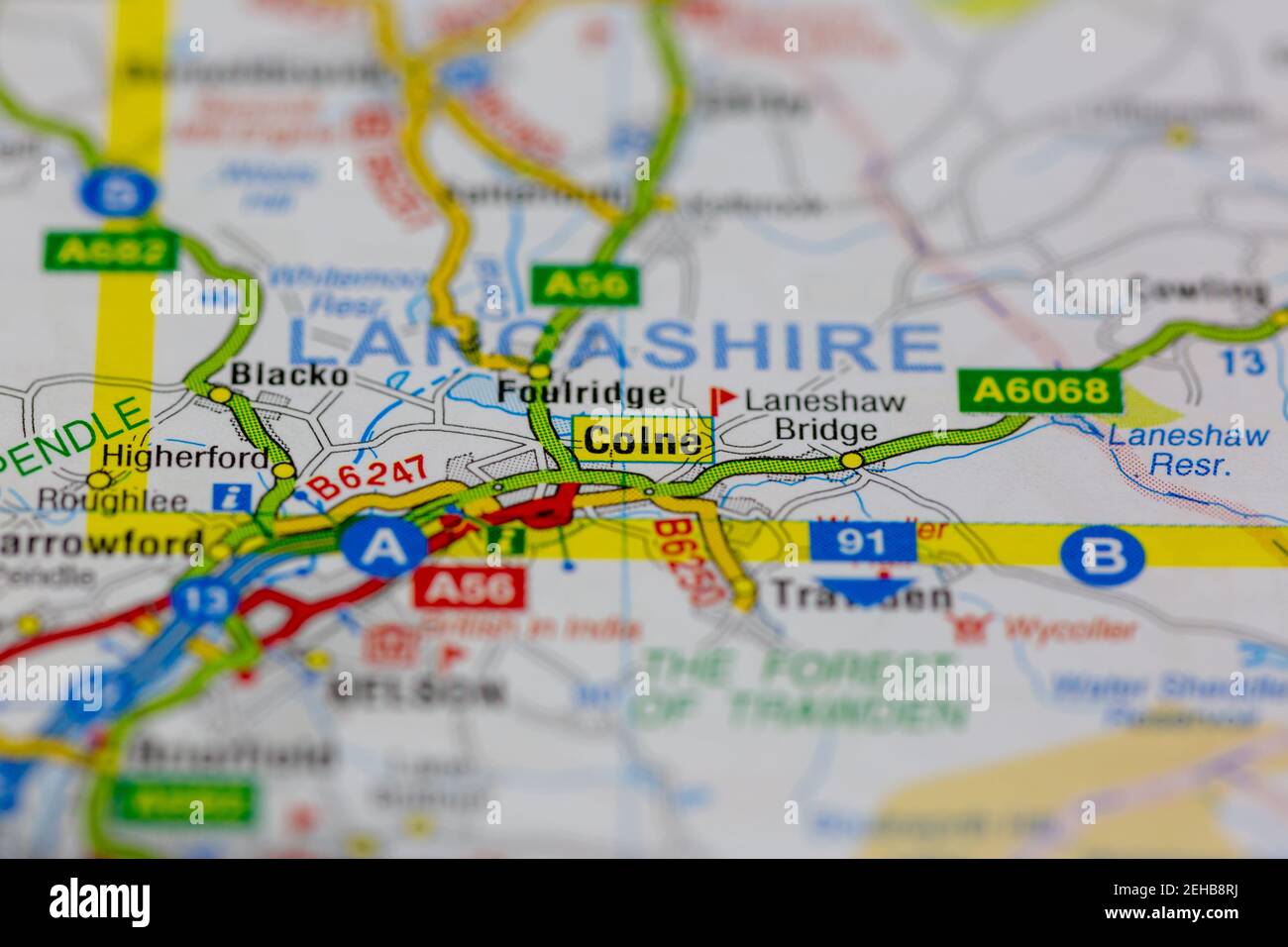 Lancashire et ses environs sont indiqués sur une carte routière ou Carte géographique Banque D'Images