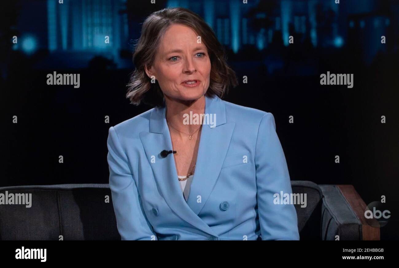 19 février 2021, Los Angeles, Californie, Etats-Unis - JODIE FOSTER discute de son nouveau film "le mauritanien" sur "Jimmy Kimmel Live.(Credit image: © ABC/Jimmy Kimmel Live/ZUMA Wire) Banque D'Images