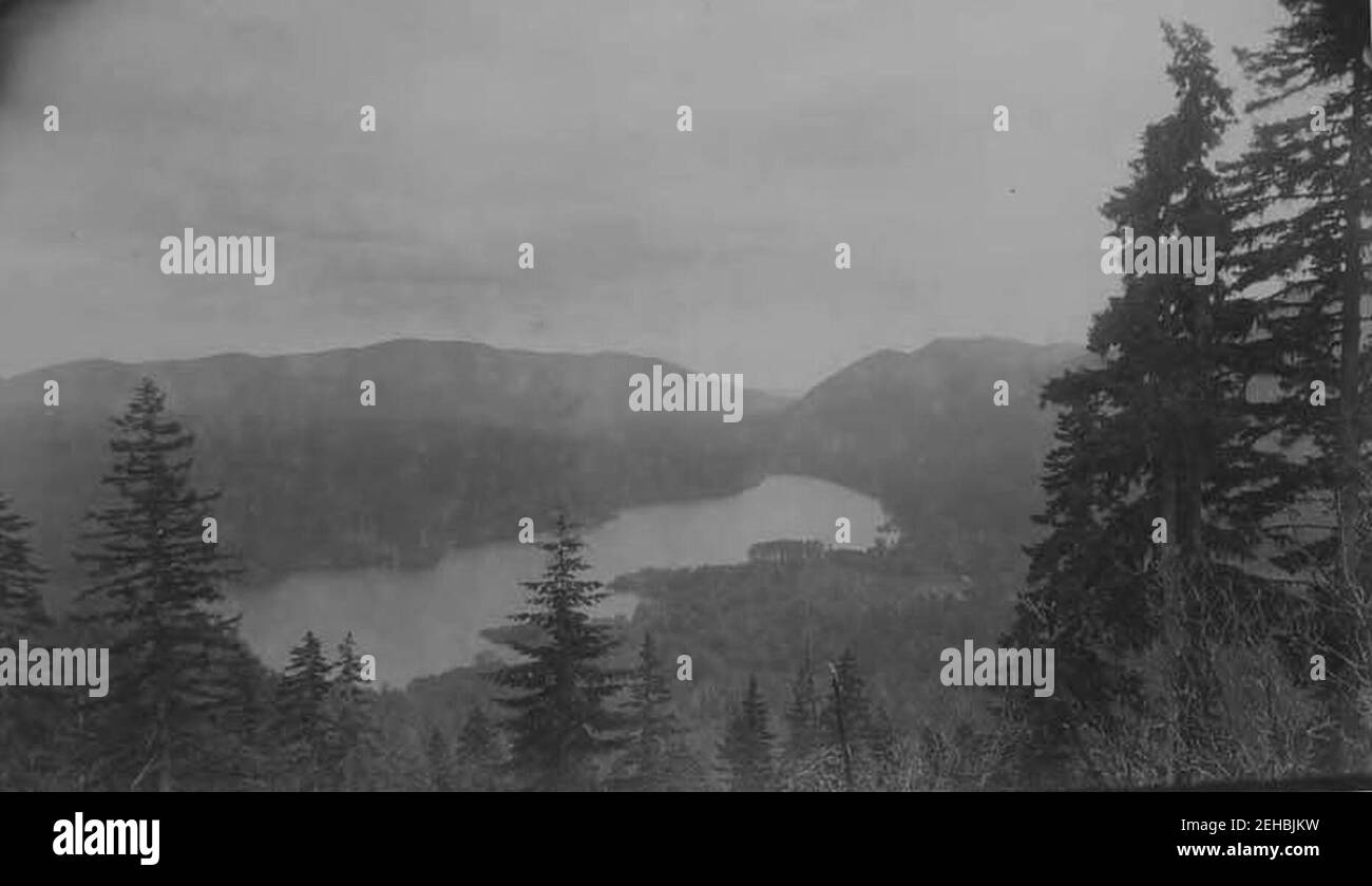 Vue sur le lac Cushman, 1890 (PEISER 162). Banque D'Images