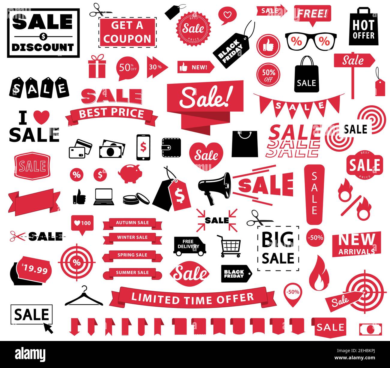 Étiquettes de vente bannières de vente ensemble Shopping Illustration de Vecteur
